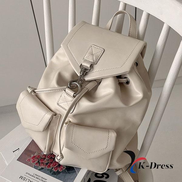 Lesklý batoh se stahovací šňůrkou, mini popruh, kožená školní taška