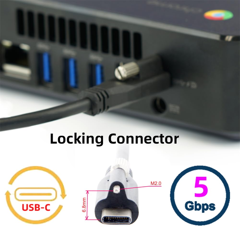 xiwai USB to USB Cord with Single Panel Mount 10Gbps 65W PD Power for Laptops and Screw-Lock 3.1 Type-C USB-C Cable, 3.25A 3.0 Connector, Data,