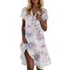 Women's Casual Fashion Stand Collar Floral Print Short Sleeve Dress