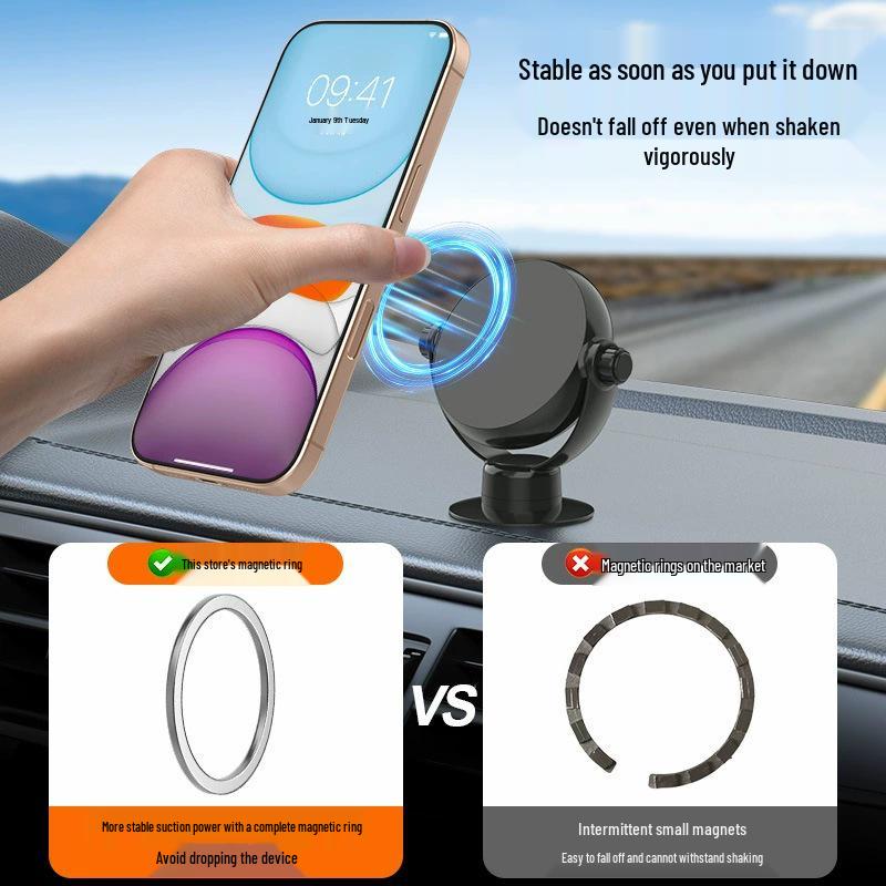 Magnetic Car Phone Holder with Rotating Navigation and Strong Suction