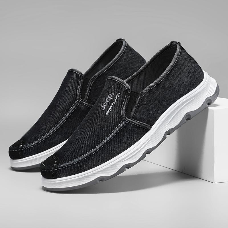 Spring/summer New  One-piece Dad's Shoes with Soft Sole, Comfortable Flat Bottom Shoes,Canvas Men's Shoes