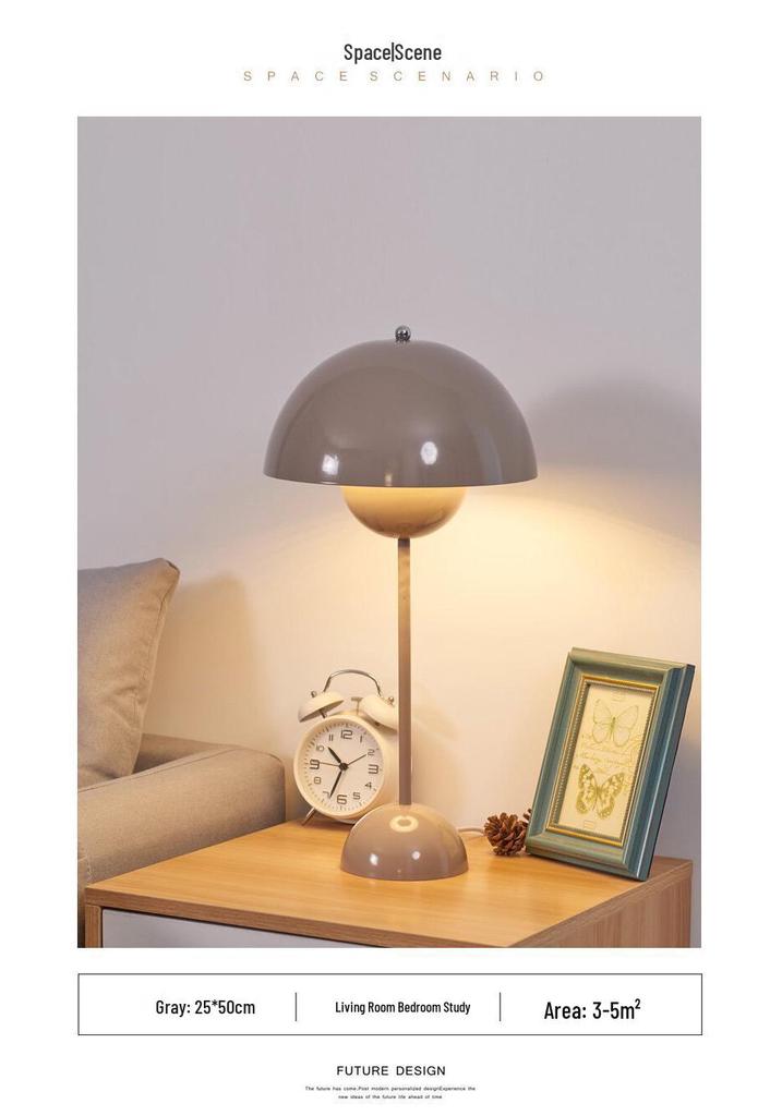 Nordic Modern Mushroom Bedside Lamp by Danish Designer - Creative Floral Bud Style for Bedroom or Wedding Decor.