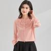 Jinjuan Women's Palace Style Puff Sleeve Mulberry Silk Blouse