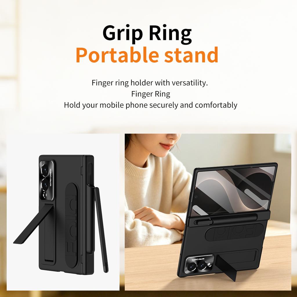 For Samsung Galaxy Z Fold 8 Wide Case Hard With Wrist Strap Stand Film Protective Back Cover Case For Samsung Z Fold 8 Shell