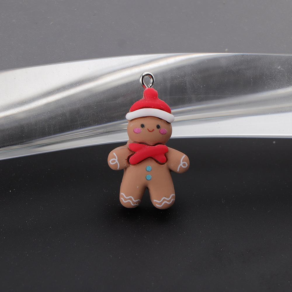 5pcs Christmas Gingerbread Man Biscuits Charms Resin Cookie Xmas Pendant Earrings Bracelet Diy Jewelry Making Supplies Material
