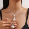 3 Piece Set Of Women Water Drop Diamond Necklace And Earrings With A Stylish And Stylish Design Light Luxury High End Feel Set
