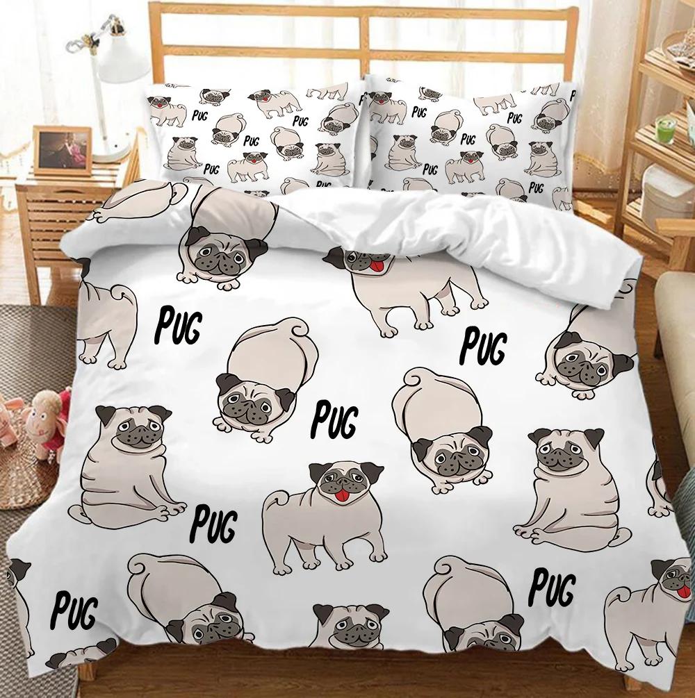 Corgi Dog King Queen Duvet Cover Yellow Cartoon Puppy Bedding Set for Kids Boys Girls Kawaii Pet Animal Pink 2/3pcs Quilt Cover