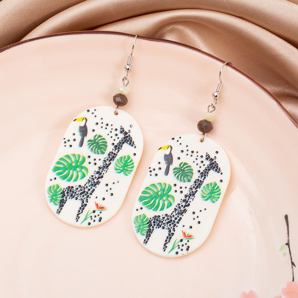 Korean Fashion Geometric Giraffe Retro Acrylic Earrings
