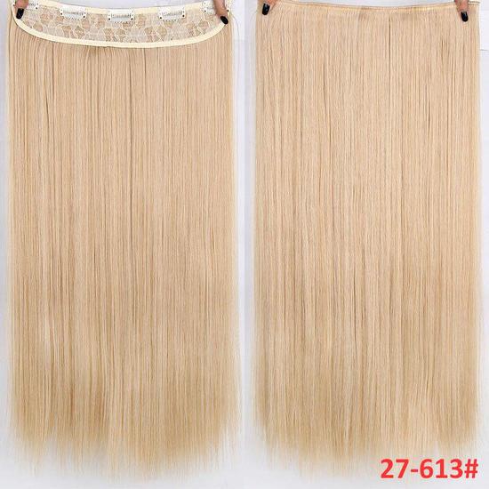 5Clips In Hair Synthetic Long Straight Hair Extensions Natural Hairpiece For Women Cosplay Party Wear