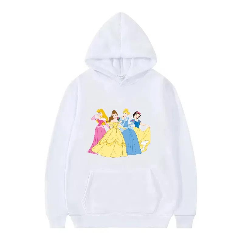 Disney Princess Pattern Woman Fashion Sporty Loose Black Spring Tops Clothes Pullovers Ladies Cheap Y2k Hoodies Men Sweatshirts