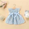 0-4 Years Summer Sleeveless Children Costume Floral Baby Girl Dress Round Neck Newborn Breathable Clothes Bowknot Toddler Outfit