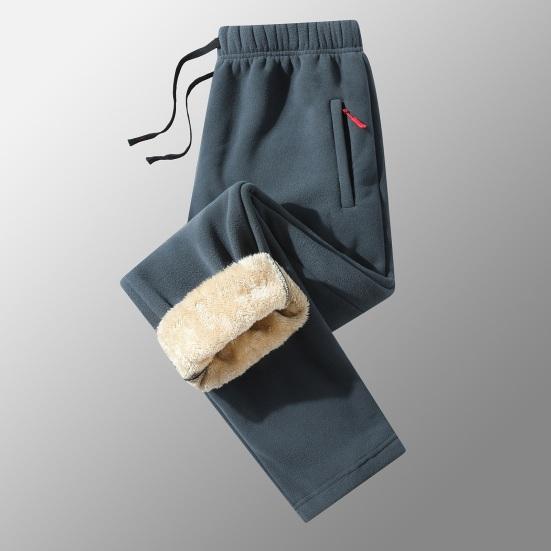 Pánské podzimní zimní kalhoty Silný plus střední elastický pas Měkké zateplené kotníkové volné volné ležérní jednobarevné kapsy sportovní jogging dlouhé kalhoty tepláky