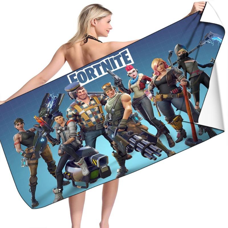 Fortnite Strandtücher Mikrofaser Badetuch Jungen Mädchen Sanft Tragbar Cartoon Bade Strand Spa Bademantel Waschkleidung Schnell Trocknend