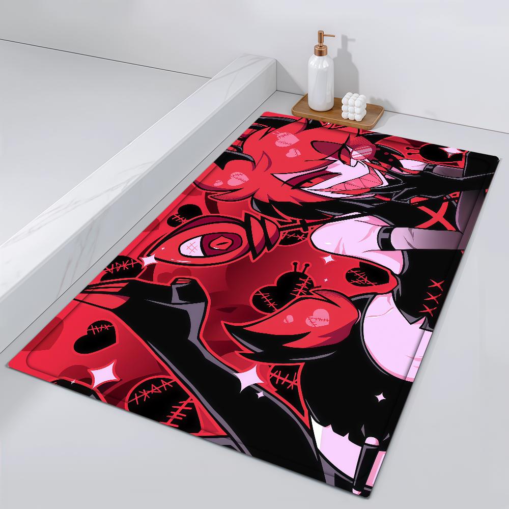 Door Comedy Mat Bedside Entrance Bath Hotel Floor Decoration Corridor Door Mat Black H-Hazbin Carpet Cartoon Living Room Balcony