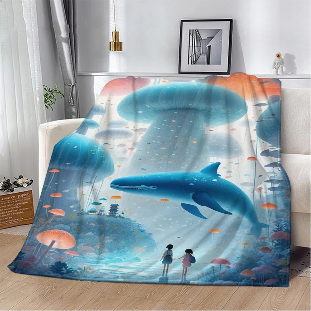 The Whale At the Bottom of the Sea Fluffy Soft Blankets Sofa Decoration Bed Blanket 150cm X 200cm Home Interior Beach Towel Knee