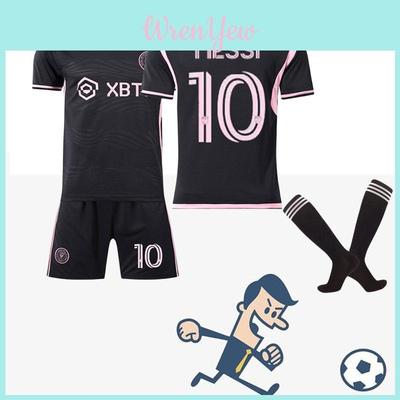 Messi 10 Miami Mls Soccer Kit Home Away Black Pink Polyester Fabric Includes Top Bottom Socks