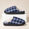 New Men's Striped Warm House Fleece Cozy Non-slip Plaid Cotton Mops Couples Slippers Winter Soft Indoor Bedroom Couples Shoes