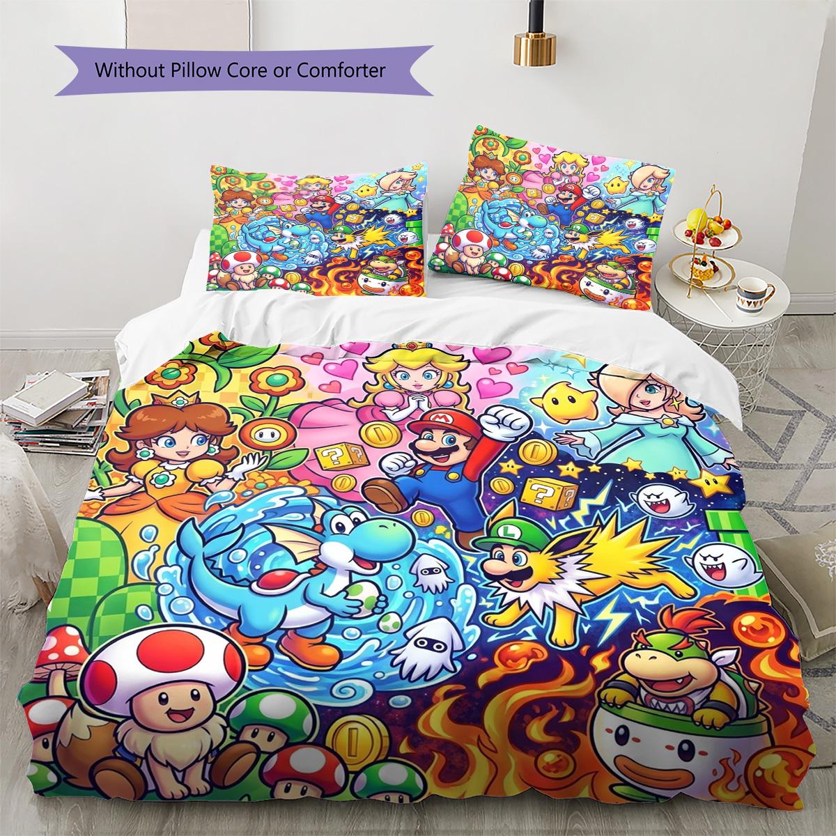

Super Mario Pattern Bedding Quilt Set Quilt Cover Pillowcase Home Decoration Birthday Gift (1 * duvet cover + 2 * pillowcase, without core) 135x200cm