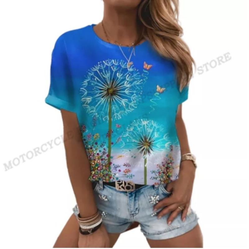 Dandelion 3d Print T-shirt Women Fashion T-shirts Floral T Shirt Harajuku Short Sleeve Tops Tees Fitness Breathable Girls Tshirt