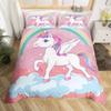 Unicorn Bedding Set Full QueenCartoon Rainbow Animal Comforter Cover Kids Girls Glitter Unicorn Duvet Cover Kawaii Quilt Cover