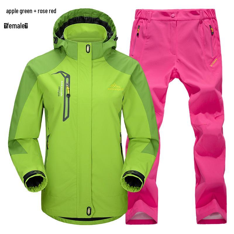 Outdoor Windbreaker Pants and Jacket Set for Men and Women - Windproof, Waterproof, Ideal for Spring/Autumn Hiking