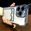 Soft TPU Wallet Cardbag Transparent Phone Case For iPhone 11 12 13 14 15 16 17 Pro Max Plus Air Clear Bumper Back Cases Cover