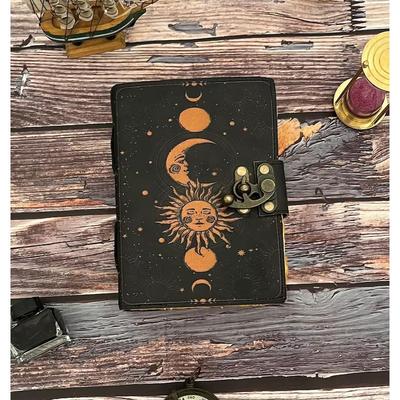 Sun And Moon Goddes Journal Blank Spell Book Grimoire Journal Leather Gifts