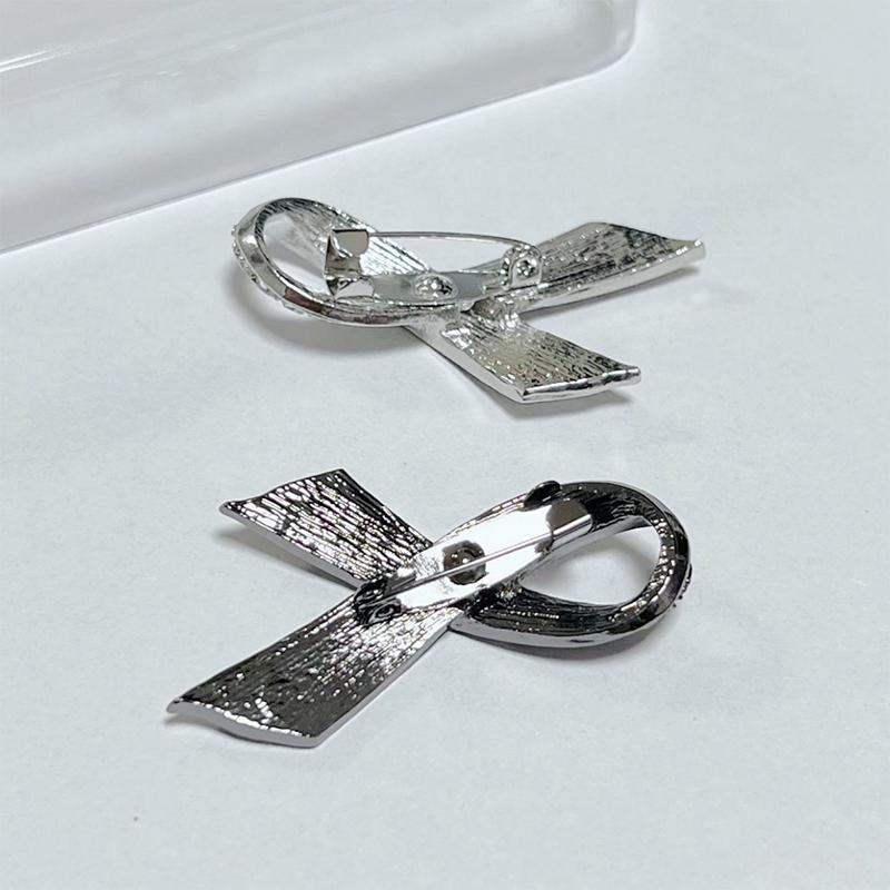 Simple Alloy Black White Ribbon Pin Badge Brooch Funerals Memorial Pin Mourning Badge Suit Clothing Jewelry Accessories