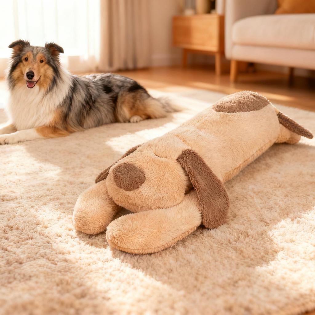 AMIRA TOYS Hundepuppe Lang ein bequemes flauschiges weiches Puppenkissen für Zuhause geeignet für die Nutzung bei in der oder auf der geeignet für beide Männer und Kissen, Nutzung,