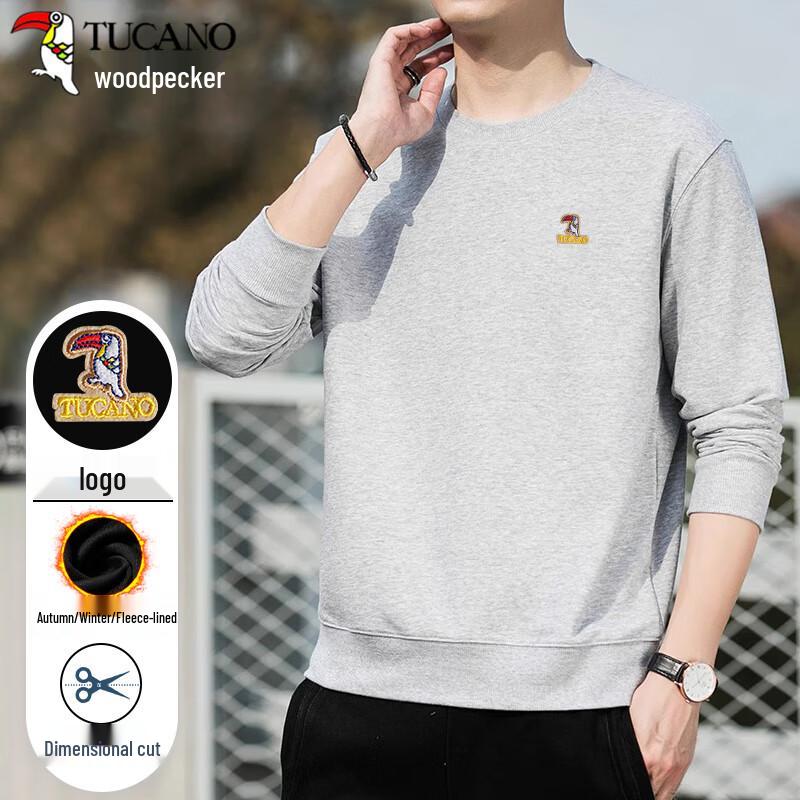TUCANO Men's Solid Round Neck Long Sleeve Sweatshirt