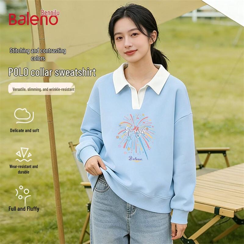 Baleno Women's Oversized Colorblock Polo Neck Sweatshirt