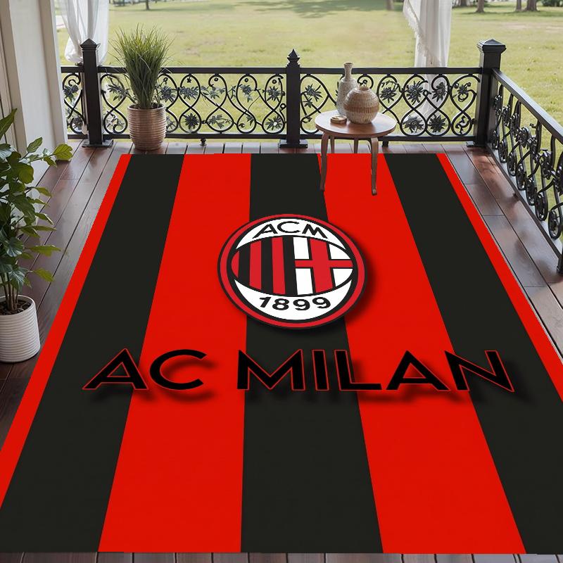 Crystal Velvet Rug with AC Milan Design, Soft Non-Slip Floor Mat for Living Room Bedroom Decor