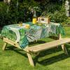 Tropische Palmblätter Blumen Tischdecke Hochzeitsfeier Rechteck Wasserdicht Wiederverwendbar Küchentischdecke Camping Terrasse Dekor