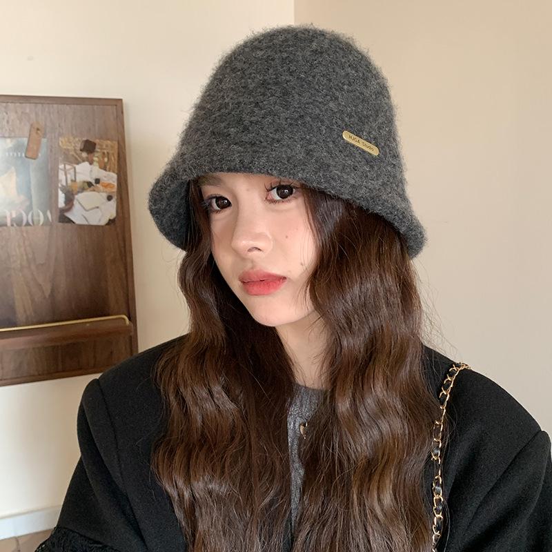 Women's Winter Wool Felt Fisherman Hat – Warm, Ear-Protecting Bucket Style for Large Heads, Slim Face Design
