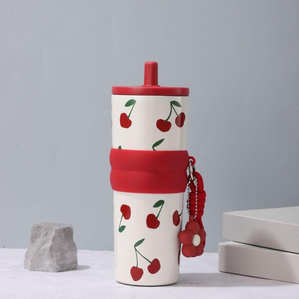 Stainless Steel Vacuum Thermos Cup Star Flower Print Coffee Mug Large Capacity Insulation Cup  Gift