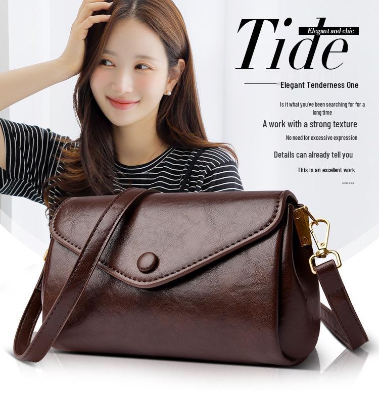 Herbst Damen Umhängetasche aus pflanzlich gegerbtem Leder mit Textur - Modisch, vielseitig, Retro-Design in mehreren Farben.