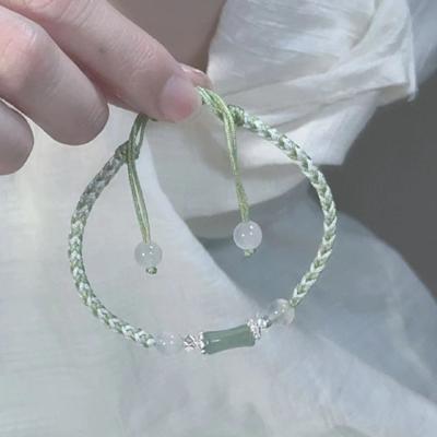 Vintage Chinese Style Braid Bamboo Bracelet For Women Girls Beaded Bracelet Party Handmade Jewelry Adjustable Gifts