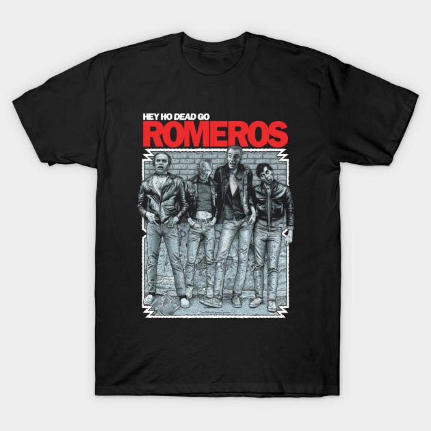 Men Black Print T-shirt Romeros, Dawn Of The Dead, Night Of The Living Dead No-Cut Transfer Paper Print Cotton Tshirt S