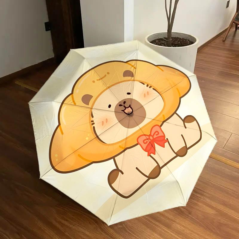 

1pc Cute Capybara Pattern Automatic Umbrella Durable Iron Frame & Plastic Handle, Gift for Men & Women, Sturdy Construction yy250905117