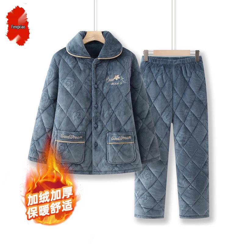 

Женский зимний теплый стеганый пижамный комплект 2XL