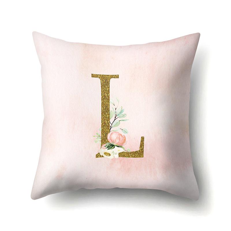 Polyester Pillowcase Home Fantasy Watercolor Print Pillowcase 26 English Letter Cushion Cover