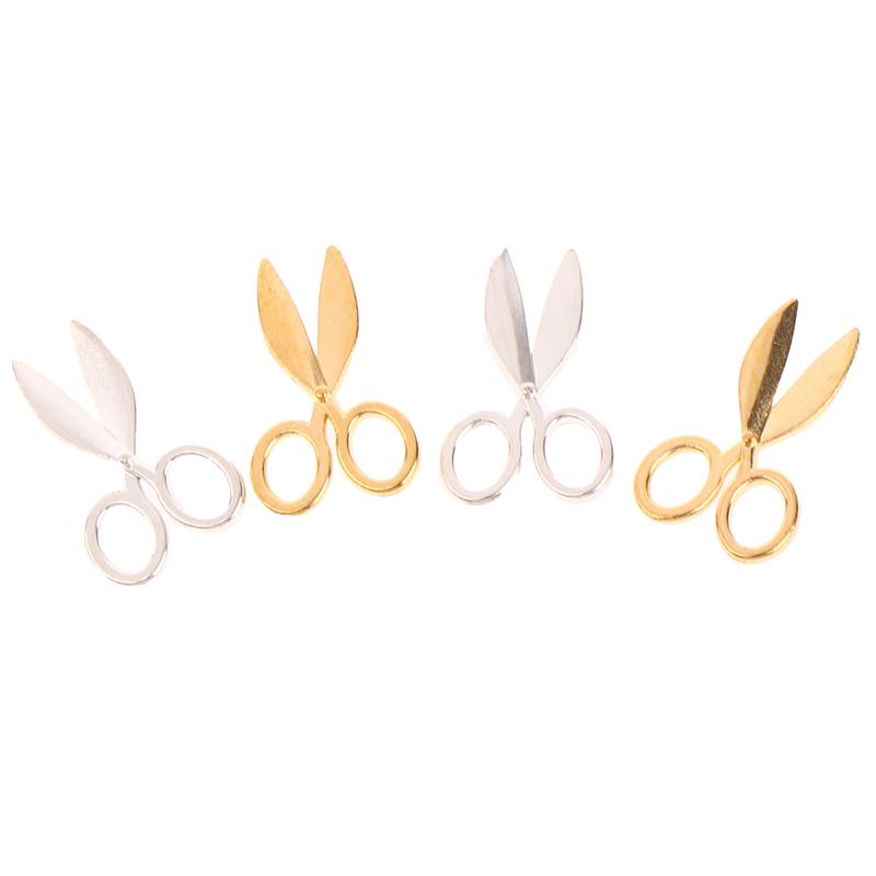 2Pcs 1:12 Dollhouse Mini Metal Scissors Model Silver/Gold House Furniture Decor