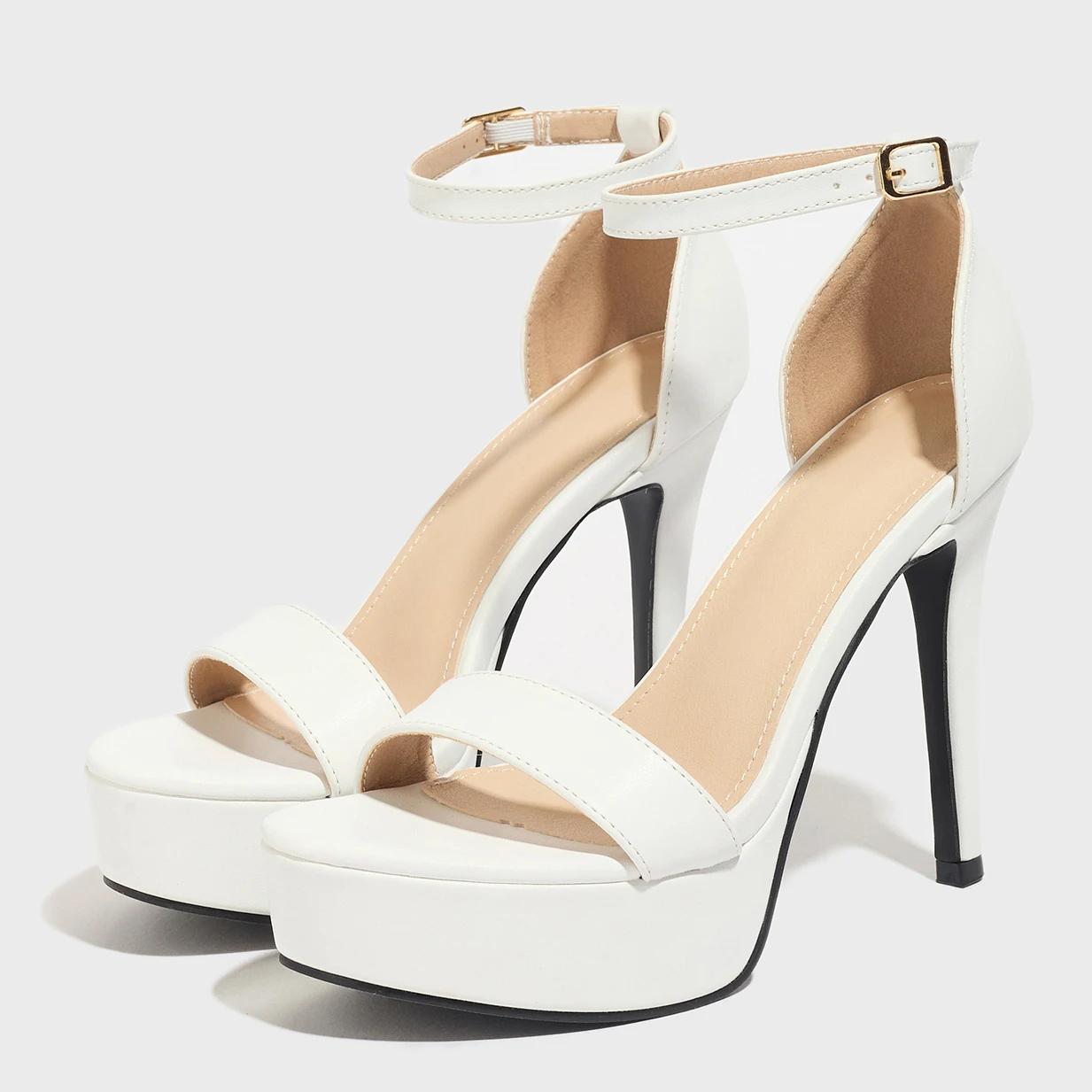 

Eilyken Summer Sexy Stiletto Heels Open Toe Women Sandals Fashion Platform Buckle Strap Stripper Prom Shoes Zapatillas De Mujer 35 белый