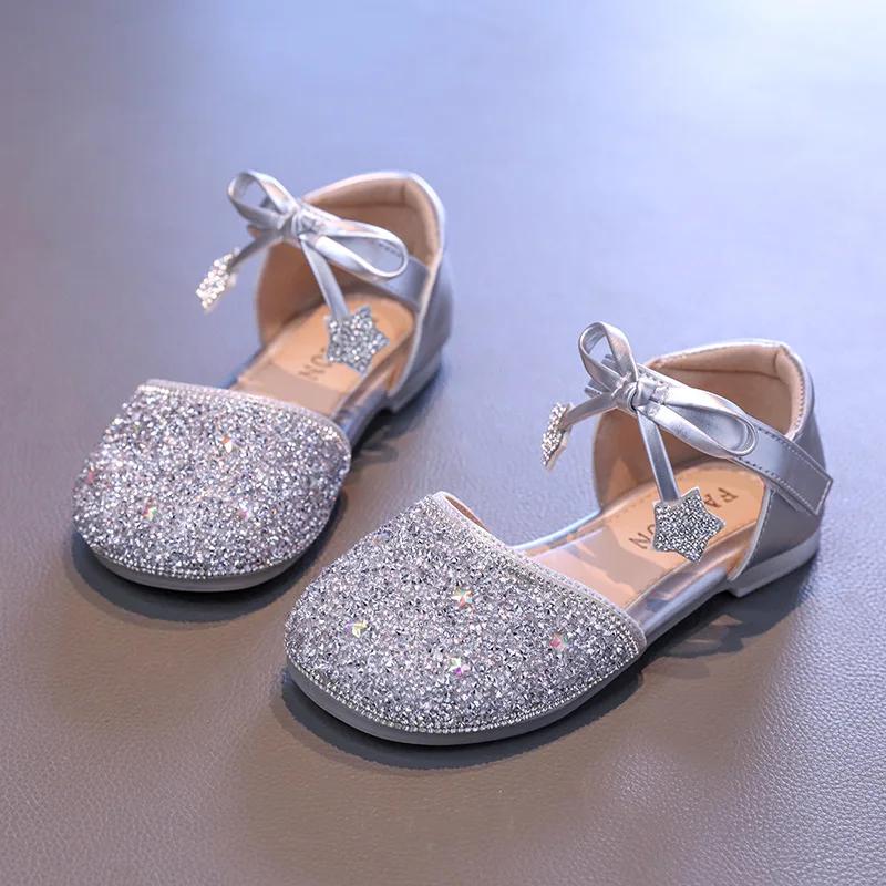 Fashion Children Leather Shoes for Girls Fashion Shiny Casual Mary Janes with Bow-knot Classic British Style School Party Kids Sandals