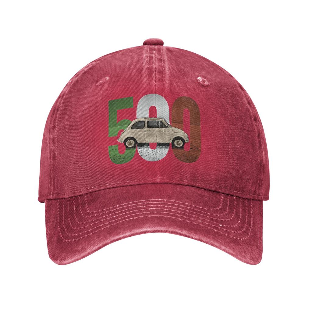 Der Klassische Fiat 500 auf Weißem Denim-Cap Lässige Baseballkappen Verstellbarer Hut Sommer Unisex Baseballkappen