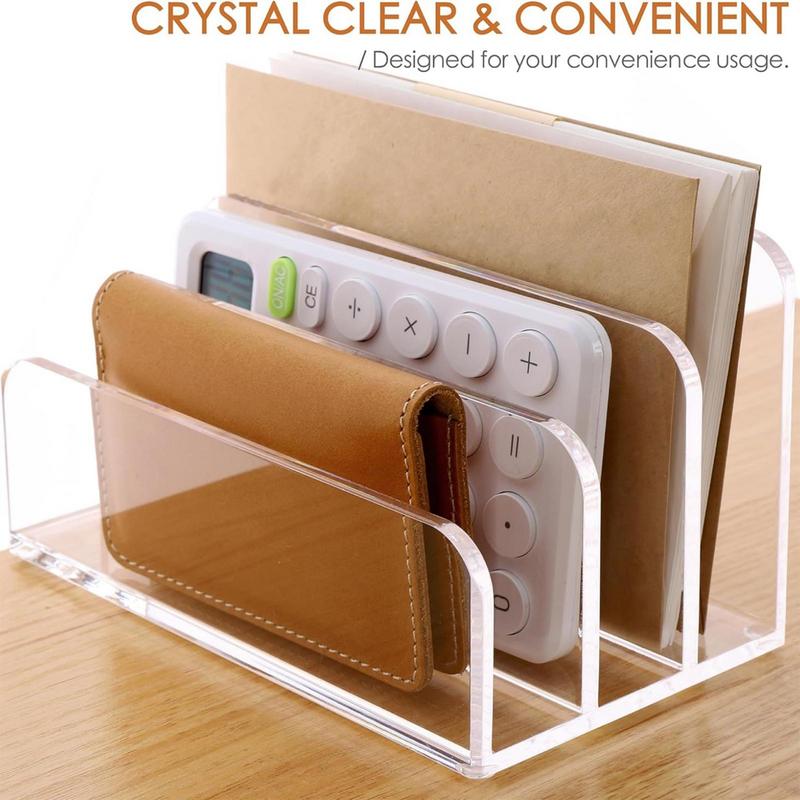 Clear File Organizer For Desk 3 Slots Clear Office Desk Letter Organizer Office Desk Organizer For Books Binders Emails Clear