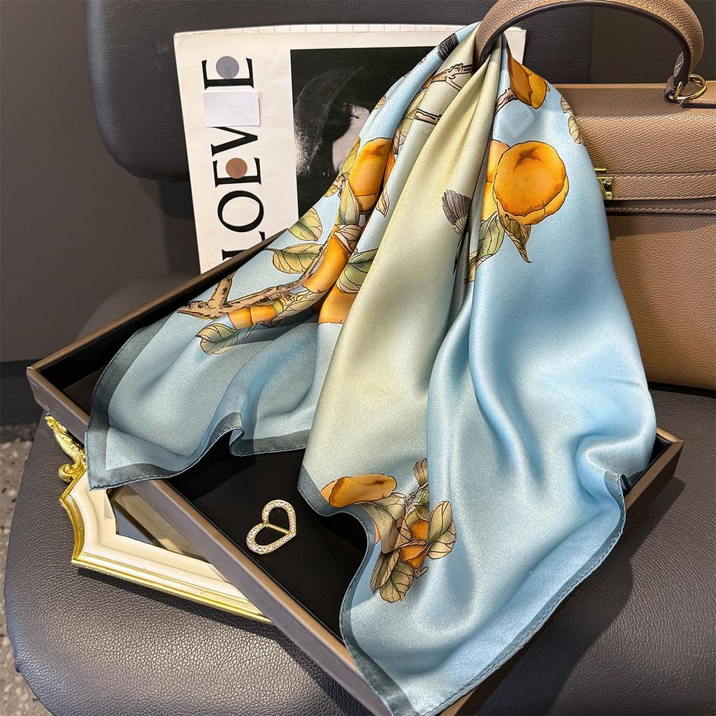 Polka Dot Printed Silk Scarf Women Simulated Silk Elegant And Versatile Headwear Bag Accessories Clothing Square Scarf