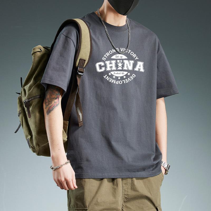 

200 г Тяжелая футболка с коротким рукавом из американского чистого хлопка Летняя парная свободная базовая футболка Мужской топ 3XL