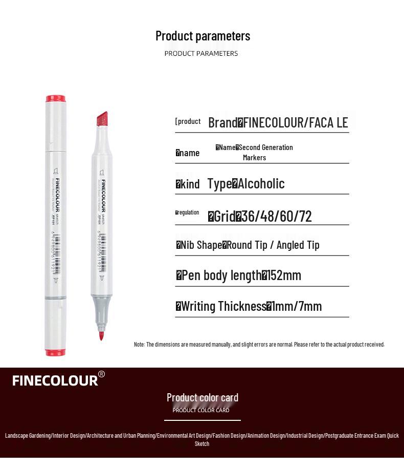 Fakale 2nd Gen Finecolour Anime Markers Set, 160 Oil-Based Professional Student Colors