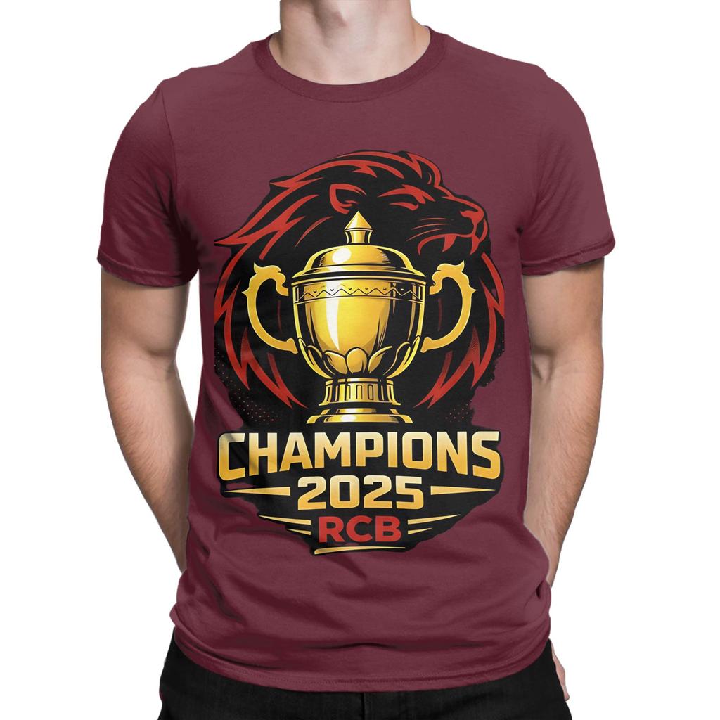 RCB Champions 2025 EeSalaCupNamde Trophy Design Graphic 100 Cotton TShirt RCB Tops Tees For Unisex